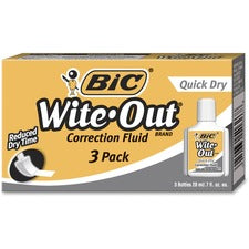 Wite-out Quick Dry Correction Fluid, 20 Ml Bottle, White, 3/pack