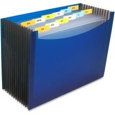 C-Line 13-Pocket Expanding Files - Letter - 8.50" Width x 11" Length Sheet Size - 900 Sheet Capacity - 9" Expansion - 13 Pockets - 12 Dividers - Polypropylene - Blue - 1 Each"