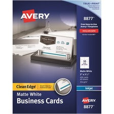 True Print Clean Edge Business Cards, Inkjet, 2 X 3.5, White, 400 Cards, 10 Cards/sheet, 40 Sheets/box
