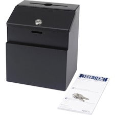 Steel Suggestion/key Drop Box With Locking Top, 7 X 6 X 8.5, Black Powder Coat Finish