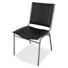 Lorell Padded Armless Stacking Chairs - Black Vinyl Seat - Vinyl Back - Steel Frame - Black - Steel, Vinyl - 4 / Carton