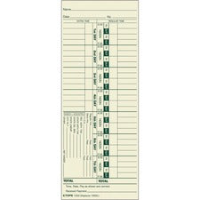 Time Clock Cards, Replacement For 1900l, One Side, 3.5 X 9, 500/box