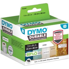 Dymo LabelWriter ID Label - 63/64" Width x 3 1/2" Length - Rectangle - White - Polypropylene - 700 / Roll - 700 Total Label(s) - 1 Each