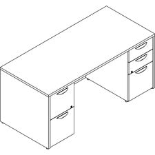 Lorell Prominence 2.0 Gray Elm Laminate Desk Unit - 66" x 30"29" , 1" Top, 0.1" Edge - 5 x File, Box Drawer(s) - Double Pedestal on Left/Right Side - Band Edge - Material: Particleboard - Finish: Thermofused Melamine (TFM)