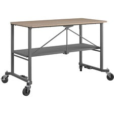 Cosco Smartfold Portable Work Desk Table - Rectangle Top - Four Leg Base - 4 Legs x 51.40" Table Top Width x 26.50" Table Top Depth - 34" Height - Gray - Steel - Medium Density Fiberboard (MDF) Top Material