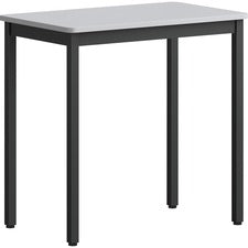 Lorell Utility Table - Gray Rectangle, Laminated Top - Powder Coated Black Base x 30" Table Top Width x 18.13" Table Top Depth - 30" Height - Assembly Required - Melamine Top Material