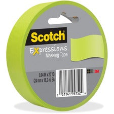 Scotch Expressions Masking Tape - 20 yd Length x 0.94" Width - 1 / Roll - Lemon Lime