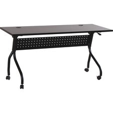 Lorell Espresso/Black Training Table - Rectangle Top - Four Leg Base - 4 Legs - 60" Table Top Width x 23.50" Table Top Depth - 29.50" Height x 59" Width x 23.63" Depth - Assembly Required - Espresso, Black - Melamine, Nylon
