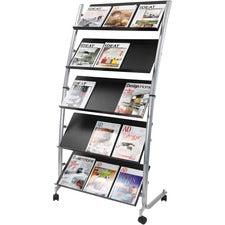 Alba Large Mobile Literature Display - 350 x Sheet - 5 Compartment(s) - Compartment Size 12.99" x 28.35" - 65.4" Height x 32.3" Width x 20.1" Depth - Floor - Built-in Wheels - Metal, ABS Plastic - 1 Each