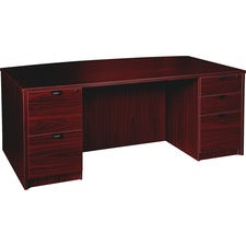 Lorell Prominence 2.0 Mahogany Laminate Double-Pedestal Desk - 5-Drawer - 1" Top, 72" x 42"29" - 5 x File, Box Drawer(s) - Double Pedestal - Band Edge - Material: Particleboard - Finish: Mahogany Laminate, Thermofused Melamine (TFM)