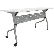 Lorell White Laminate Flip Top Training Table - White Top - Silver Base - 4 Legs - 23.60" Table Top Length x 60" Table Top Width - 29.50" Height - Assembly Required
