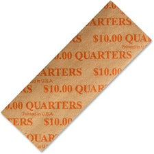 ICONEX Color-coded Flat Coin Wrappers - Total $10 in 25� Denomination - Color Coded, Sturdy - Kraft Paper - Orange