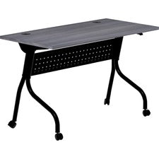 Lorell Charcoal Flip Top Training Table - Charcoal Rectangle, Melamine Top - Black Four Leg Base - 4 Legs - 48" Table Top Width x 23.60" Table Top Depth - 29.50" Height - Melamine