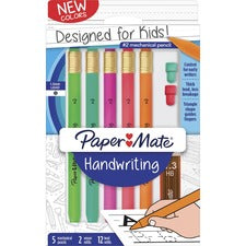 Paper Mate Handwriting Mechanical Pencils - #2 Lead - Thick Point - Black Lead - Assorted Barrel - 5 / Pack