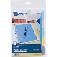 Avery&reg; Mni Durable Write-on Dividers - 5 x Divider(s) - Write-on Tab(s) - 5 - 5 Tab(s)/Set - 5.5" Divider Width x 8.50" Divider Length - 7 Hole Punched - Multicolor Plastic Divider - Multicolor Plastic Tab(s) - 5 / Set