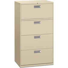HON Brigade 600 H674 Lateral File - 30" x 18" x 53.3" - 4 Drawer(s) - Finish: Putty