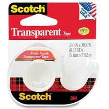 Scotch Gloss Finish Transparent Tape - 25 ft Length x 0.75" Width - 1" Core - Dispenser Included - Handheld Dispenser - 1 / Roll - Clear
