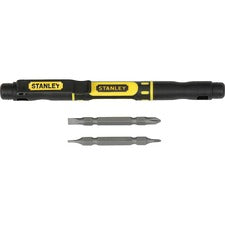 Stanley 4-in-1 Pocket Screwdriver - Black, Yellow - Slip Resistant, Weather Resistant, Comfortable Grip, Crack Resistant, Magnetic Shank - 1 Each