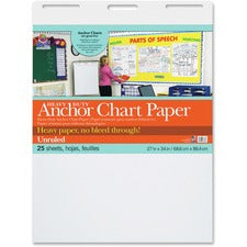 Pacon Heavy-duty Anchor Chart Paper - 25 Sheets - Plain - Unruled - 27" x 34" - White Paper - Heavy Duty, Resist Bleed-through, Recyclable, Built-in Carry Handle - 4 / Carton