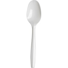 Plastic Cutlery, Mediumweight Teaspoons, White, 1,000/carton