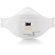 3M Aura Particulate Respirator - Comfortable, Adjustable Nose Clip, Disposable, Lightweight, Exhalation Valve, Collapse Resistant - Particulate, Dust, Fog Protection - White - 10 / Box