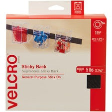 Sticky-back Fasteners, Removable Adhesive, 0.75" X 30 Ft, Black