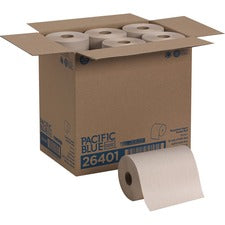 Pacific Blue Basic Nonperforated Paper Towels, 1-ply, 7.88 X 350 Ft, Brown, 12 Rolls/carton