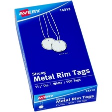 Heavyweight Stock Metal Rim Tags, 1.25" Dia, White, 500/box