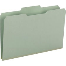 Smead 1/3 Tab Cut Legal Recycled Top Tab File Folder - 8 1/2" x 14" - 1" Expansion - Top Tab Location - Assorted Position Tab Position - Pressboard - Gray, Green - 100% Recycled - 25 / Box