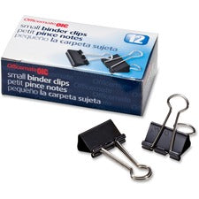 Officemate Binder Clips - Small - 0.8" Width - 0.37" Size Capacity - 12 / Box - Black