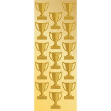 Geographics Gold Foil Trophy Seals - 1.25" Diameter - Self-adhesive - For Award, Certificate, Gift, Envelope, Scrapbooking, Diploma, Card - Gold, Assorted - 45 / Pack