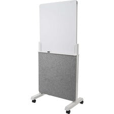 Quartet Agile Easel - White Tempered Glass Surface - Gray Frame - Assembly Required - 1 Each