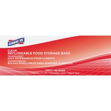 Genuine Joe Food Storage Bags - 1 quart Capacity - 7" Width x 8" Length - 1.75 mil (44 Micron) Thickness - Clear - 50/Box - 50 Per Box - Food