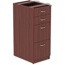 Lorell Relevance Series Mahogany Laminate Office Furniture Storage Cabinet - 4-Drawer - 15.5" x 23.6" x 40.4" - 4 x File, Box Drawer(s) - Finish: Mahogany, Laminate