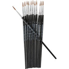 CLI Water Color Brush - 12 Brush(es) - 0.50" Bristle - No. 3 Hardwood - Aluminum Ferrule