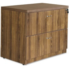 Lorell Chateau Series Walnut Laminate Desking - 2-Drawer - 35.5" x 22"30" Lateral File, 1.5" Top - 2 Drawer(s) - Reeded Edge - Material: P2 Particleboard - Finish: Walnut, Laminate