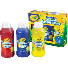 Crayola Washable Fingerpaint Bold Colors Set - 8 oz - 3 / Set - True Blue, Lemon Yellow, Fire Engine Red