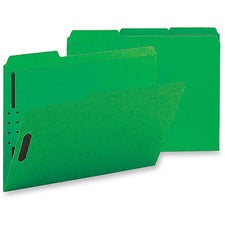 Business Source 1/3 Tab Cut Letter Recycled Fastener Folder - 8 1/2" x 11" - 3/4" Expansion - 2 Fastener(s) - 2" Fastener Capacity - Top Tab Location - Assorted Position Tab Position - Green - 10% Recycled - 50 / Box