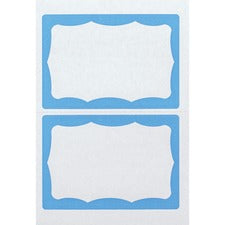 Advantus Color Border Adhesive Name Badges - 2 5/8" Height x 3 3/4" Width - Removable Adhesive - Rectangle - White, Blue - 100 / Box
