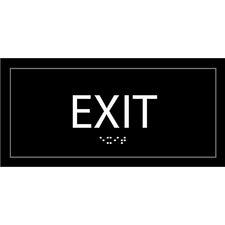 Lorell Exit Sign - 1 Each - 4" Width x 8" Height - Rectangular Shape - Easy Readability, Injection-molded - Plastic - Black