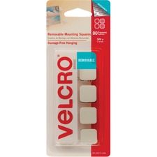 VELCRO&reg; Removable Mounting Tape - 0.75" Length x 0.75" Width - 80 / Pack - White