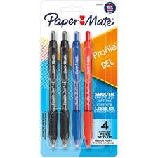 Paper Mate Profile Gel Pen - 0.7 mm Pen Point Size - Retractable - Assorted Gel-based Ink - 4 / Pack