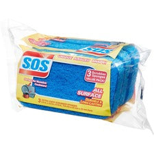 S.O.S All Surface Scrubber Sponge - 5.3" Height x 3" Width x 0.9" Depth - 672/Bundle - Cellulose - Blue