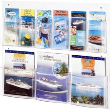 Safco Nine Compartment Magazine/Pamphlet Display - 9 Compartment(s) - Compartment Size 7" x 2" x 9.12" - 23.5" Height x 28" Width x 3" Depth - Break Resistant - Clear - Polycarbonate, Polyethylene - 1 Each