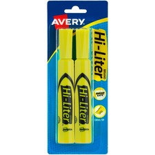 Avery&reg; Desk-Style Highlighters - Chisel Marker Point Style - Fluorescent Yellow Water Based Ink - 1 / Pack