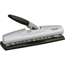 20-sheet Lighttouch Desktop Two- To Seven-hole Punch, 9/32" Holes, Silver/black