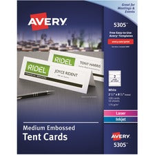 Medium Embossed Tent Cards, White, 2.5 X 8.5, 2 Cards/sheet, 50 Sheets/box