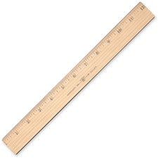 Wood Ruler, Metric And 1/16" Scale With Single Metal Edge, 12"/30 Cm Long