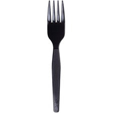 Plastic Cutlery, Heavy Mediumweight Forks, Black, 1,000/carton