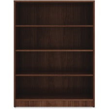 Lorell Walnut Laminate Bookcase - 48" Height x 36" Width x 12" Depth - Sturdy, Adjustable Feet - Walnut - Laminate - 1 Each